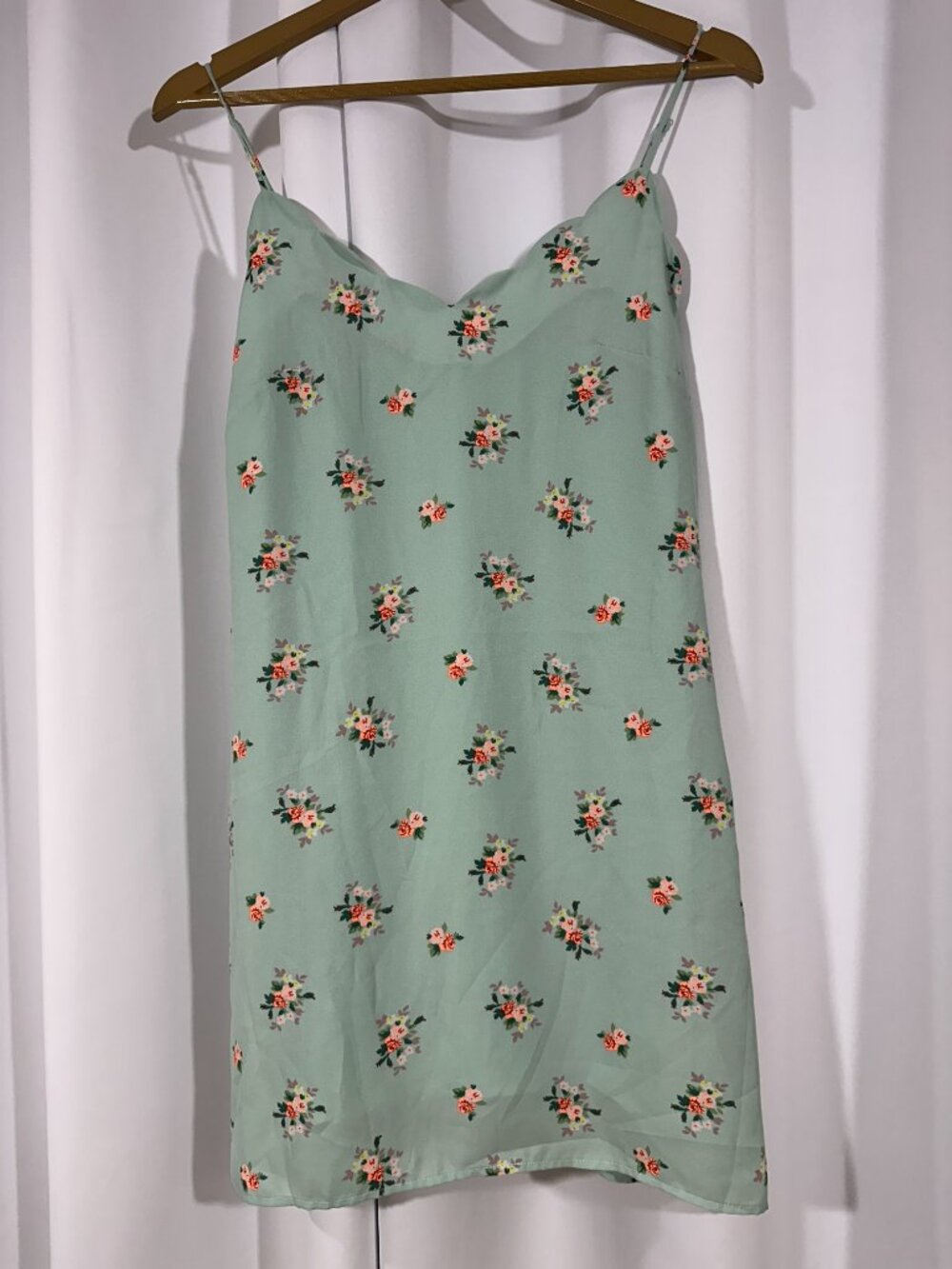 Trixxi Size Small Mint Green Floral Slip Dress Spaghetti Strap Mini Summer